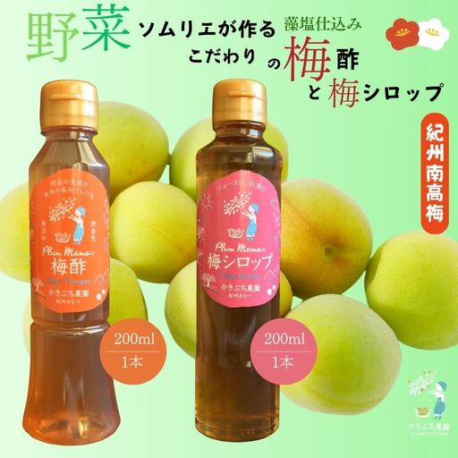 【藻塩仕込みの梅酢は数量限定】 野菜ソムリエ仕込み 梅酢・梅シロップセット 紀州南高梅使用 200ml×各1本【kkbc003】