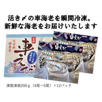 ふるさと納税 姫島村 生食用凍眠凍結姫島車えび(養殖) 200g×12パック