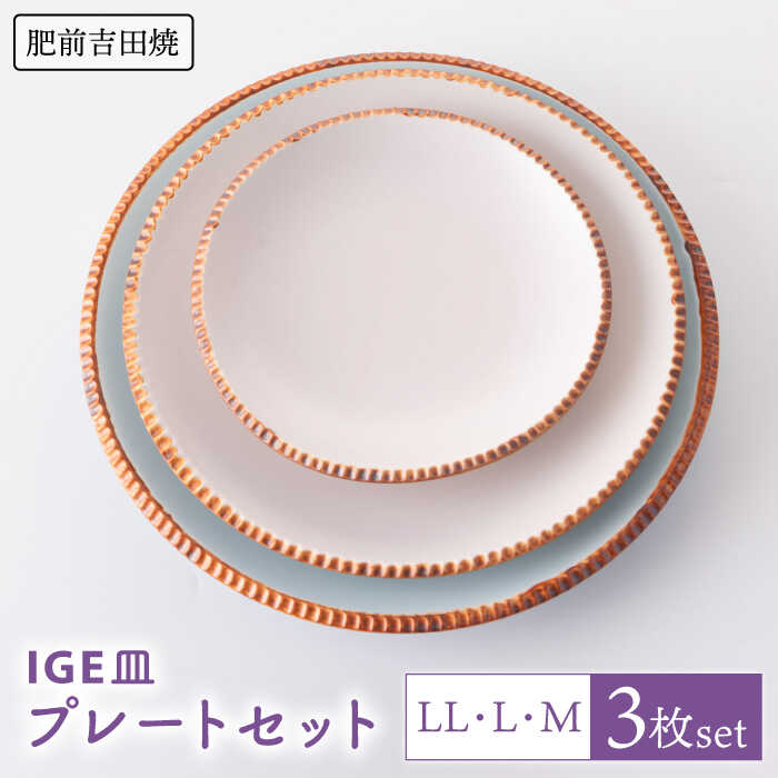 【ふるさと納税】いげ皿 大 中 小 3点set やきもの 焼き物 磁器 器 肥前吉田焼 佐賀県嬉野市/江口製陶所 [NAZ013]