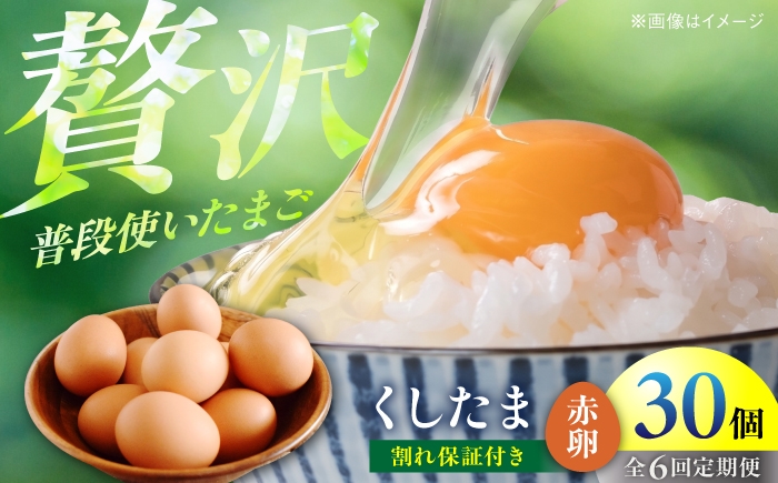 
                  玉子 定期便 6回 毎月30個 くしたま赤卵（27個＋割れ保証3個）｜卵 たまご 6ヶ月 [BMAY012]
                
