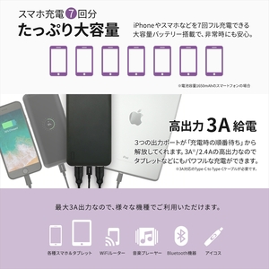 モバイルバッテリー 大容量 安心の 20000mAh (ホワイト)