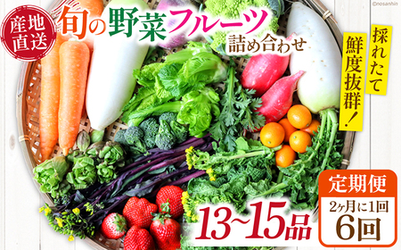 【6回定期便】2ヵ月に1回　「旬の野菜・フルーツ」 詰め合わせ セット（13品-15品）/ 野菜 定期便 やさい 定期便 野菜セット やさいセット 春野菜 夏野菜 秋野菜 冬野菜 旬新鮮 / 南島原市 /長崎県農産品流通合同会社[SCB092]