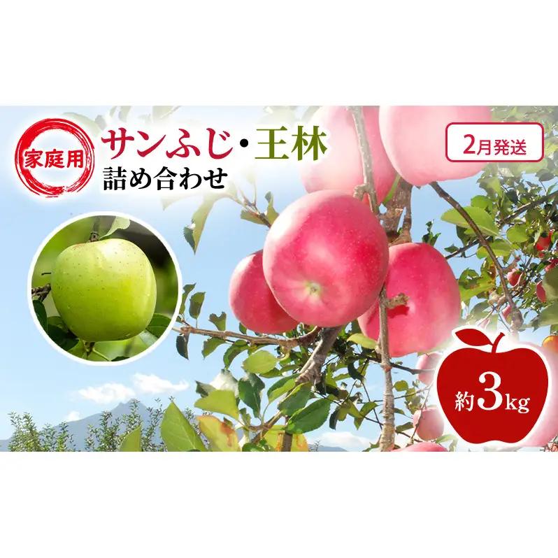 りんご詰合せ サンふじ王林家庭用 青森県産 りんご詰合せ【約3kg】【2月発送】