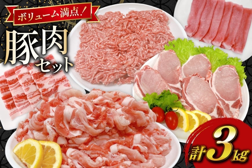 
            豚肉 宮崎県産豚肉 3kg 詰め合わせ セット [TRINITY 宮崎県 日向市 452061329] 小分け 豚 肉 宮崎 ロース スライス 豚バラ とんかつ 切り落とし ミンチ 豚ミンチ ひき肉 真空パック
          