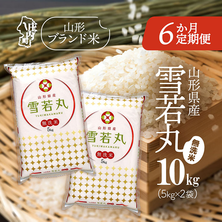 ＜2月中旬発送＞山形米6か月定期便！雪若丸無洗米 10kg（入金期限：2026.1.25）