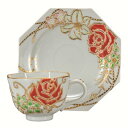 【ふるさと納税】九谷焼 カップ＆ソーサ・バラ　相川志保 a04　【工芸品・民芸品・伝統技術・九谷焼・カップ・ソーサー】