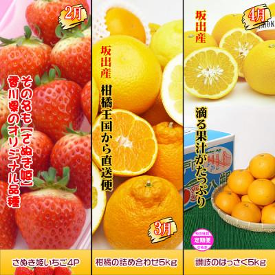 ふるさと納税 坂出市 【発送月固定定期便】創業100年坂出産のフルーツとさぬきの特産品の定期便【Bコース9回】全9回 |  | 01