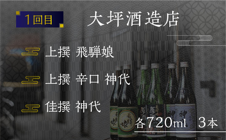 《定期便》飛騨三蔵 地酒の定期便 お楽しみ 3回 日本酒 飲み比べ 飛騨娘 白真弓 蓬莱 [Q2015x]