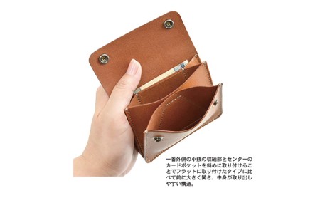 3部屋構造のワイドオープンウォレット / ワイドサイズ　バンナイズ オイル シュリンク レザー 本革 財布 コンパクト カード 収納 ファッション小物 ファッション カバン バッグ  ビンテージブラッ