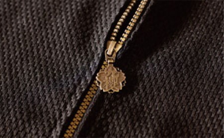 柔道衣メーカーが織り上げた生地で作る九櫻刺子パーカー　黒 LL