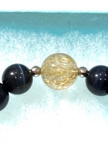 K18ホワイトゴールド タイガーアイ シトリン メンズブレスレット 10mm珠 12mm珠 紺虎目石 紳士用 男性用 天然石 YF-20