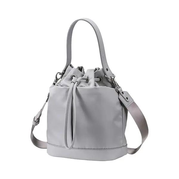 豊岡鞄 TUTUMU sacca Rich S4700RI Sグレー/ 巾着型 2WAY BAG ショルダーバッグ 手提げバッグ ショルダベルト付き レディース 高級 おしゃれ バッグ かばん カバン