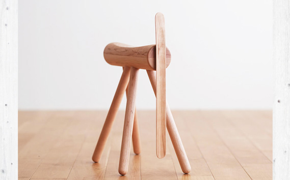 No.611-03 府中市の家具　ES stool &Shoehone　チェリー