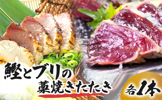鰹とブリの藁焼きたたき 各1本ずつ かつお カツオ ぶり 切り身 フィレ 刺身 鰤 わら焼き タタキ 魚 海鮮 シーフード 魚介 刺身 お刺身 新鮮【R01423】