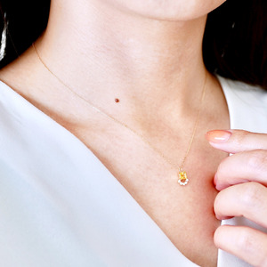 【ジュエリー】K10 イエローゴールド シトリン ペンダント ネックレス 保証書付 SMK-5221 242-013-b