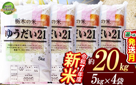 【栃木県共通返礼品】【12月発送】ゆうだい21 20kg（5kg×4袋） | 米 こめ コメ kome 白米 精米 お米 ゆうだい ユウダイ ﾕｳﾀﾞｲ 新米 栃木米 大粒 粘り 甘み お弁当 おにぎり 令和7年度米 令和7年度 2025年度米 2025年度 ブランド米 栃木県 特産品 送料無料 栃木県 下野市 しもつけ市