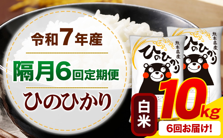 【隔月6回定期便】 令和7年産 白米 ひのひかり 定期便 10kg《お申込み翌月から出荷》熊本県産 ふるさと納税 精米 ひの 米 こめ ふるさとのうぜい ヒノヒカリ コメ お米---mifune_lc