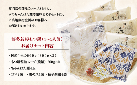 昭和56年創業　博多若杉もつ鍋（4〜5人前）セット 醤油味　WZ002