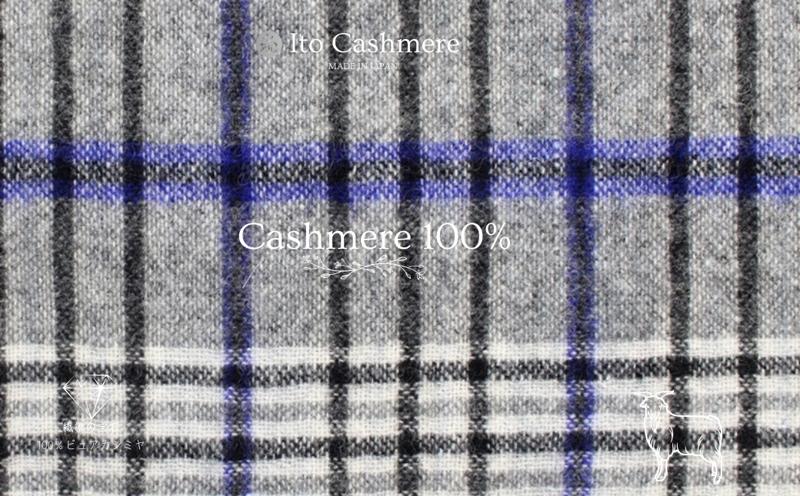 【100％ピュアカシミヤ】マフラー フリンジ無し グレーチェック【高級 カシミア おしゃれ ファッション 防寒 かしみあ】 099H3504