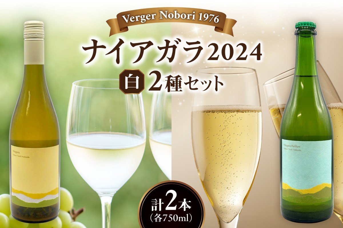 
                  余市町 ナイアガラワイン 2本セット 2024 各750ml×2本 Verger Nobori 1976 辛口白 ＆ 微発泡 ナイアガラ ワイン 白ワイン 余市町登町 マスカットの香り 北海道 送料無料
                