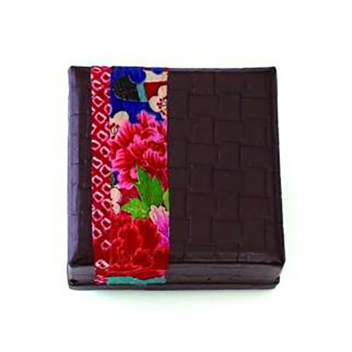 【ふるさと納税】柿渋塗 四つ目箱 針箱サイズ こげ茶布付【TN88】