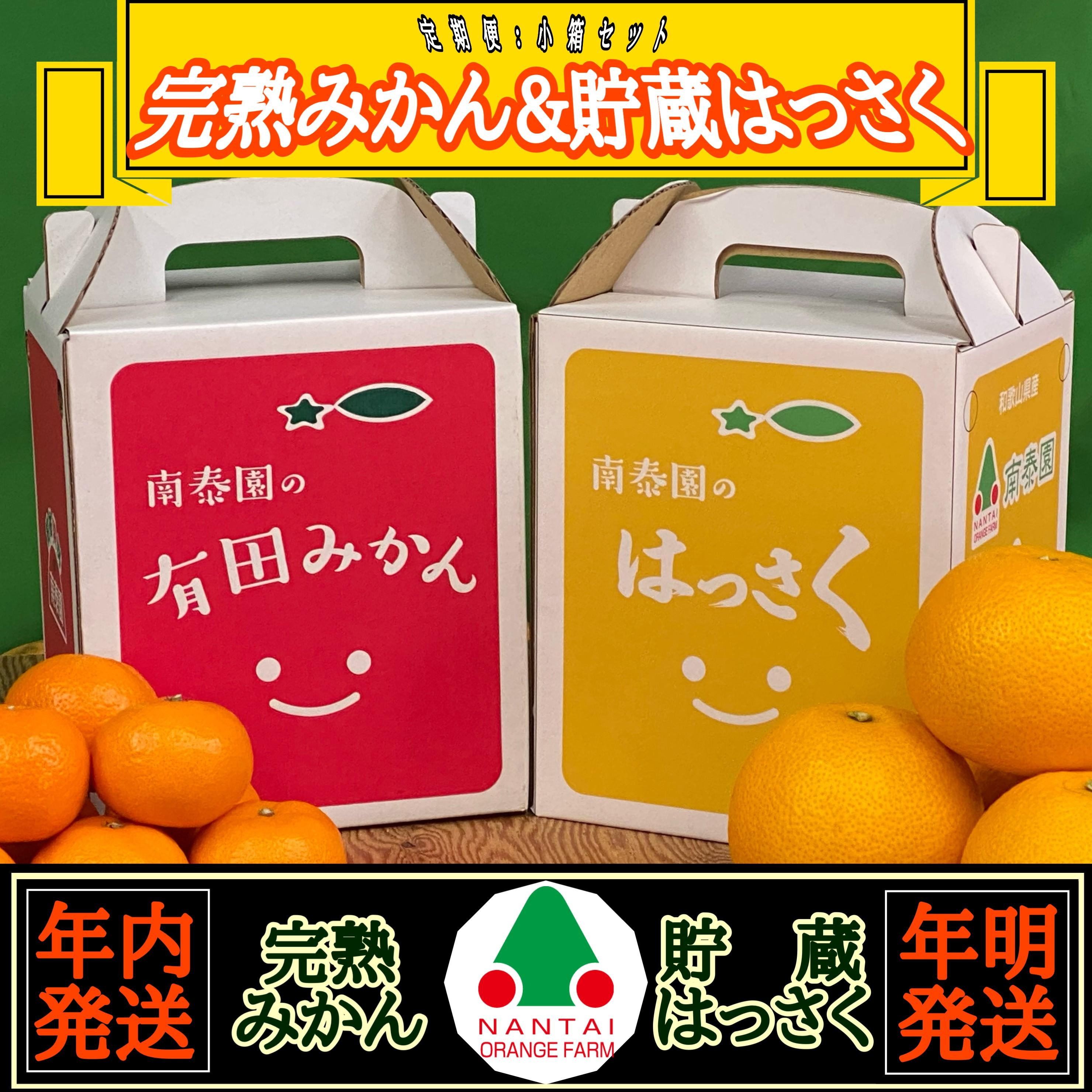 
定期便 手さげ箱 セット 完熟早生 有田みかん ＆ はっさく 全2回 南泰園
