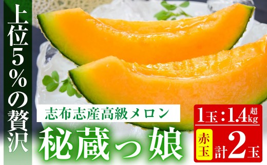 極上メロン「秘蔵っ娘」赤玉(赤肉)2個 メロン マスクメロン 果物 くだもの デザート 赤肉 b5-036