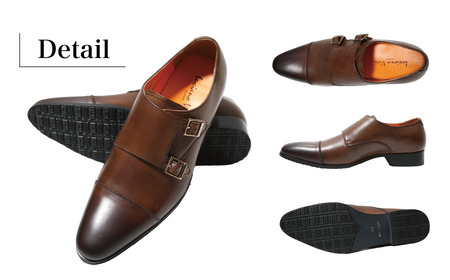 ビジネスシューズ トレンドを意識 ダブルモンク LV1072 ブラウン 24.5cm diritto コージ製靴 紳士靴 メンズシューズ メンズ 本革 通勤 革 おしゃれ スーツ ビジネス カジュアル