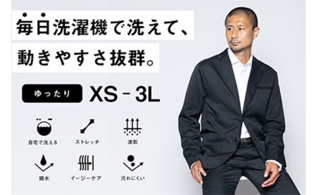 【ふるなび限定】メンズ テーラードライトジャケット「ワークウェアスーツ」スーツに見える作業着　丸洗い可 ストレッチ 速乾 部屋干し可 撥水 シワになりにくい　ブラック FN-Limited-SP ファッション 服 男性  S