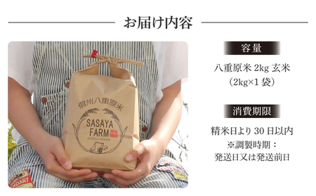 【寄附額改訂】令和８年新米予約！八重原米2kg（2kg×1袋）玄米 コシヒカリ 特A米 ※2026年10月以降順次発送｜笹屋農園「農薬削減長野県認証取得」　先行予約 玄米