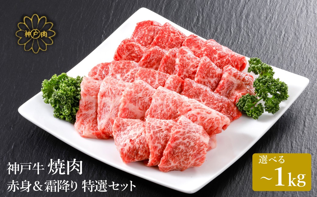 
                  神戸牛 焼肉 赤身 & 霜降り 特選 食べ比べセット 500g・1kg / 焼肉 焼肉用 赤身 もも モモ 霜降り 肩ロース 牛肉 冷凍 国産牛 ブランド牛 神戸ビーフ 化粧箱入 ギフト 平山牛舗
                