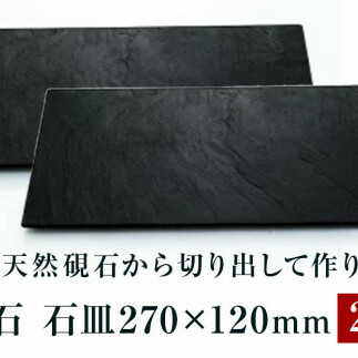 【雄勝石】石皿270×120　２枚組  雄勝石 玄昌石 食器 石皿 270×120×6mm シリコン脚付き お皿 天然石 プレート 黒 雄勝硯生産販売協同組合