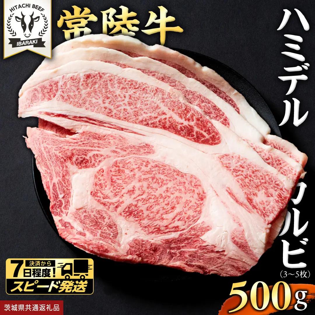 【 スピード発送 】【 常陸牛 】A5 等級 ハミデルカルビ 500g (3～5枚)  (茨城県共通返礼品) 牛肉 サーロイン 焼肉 国産