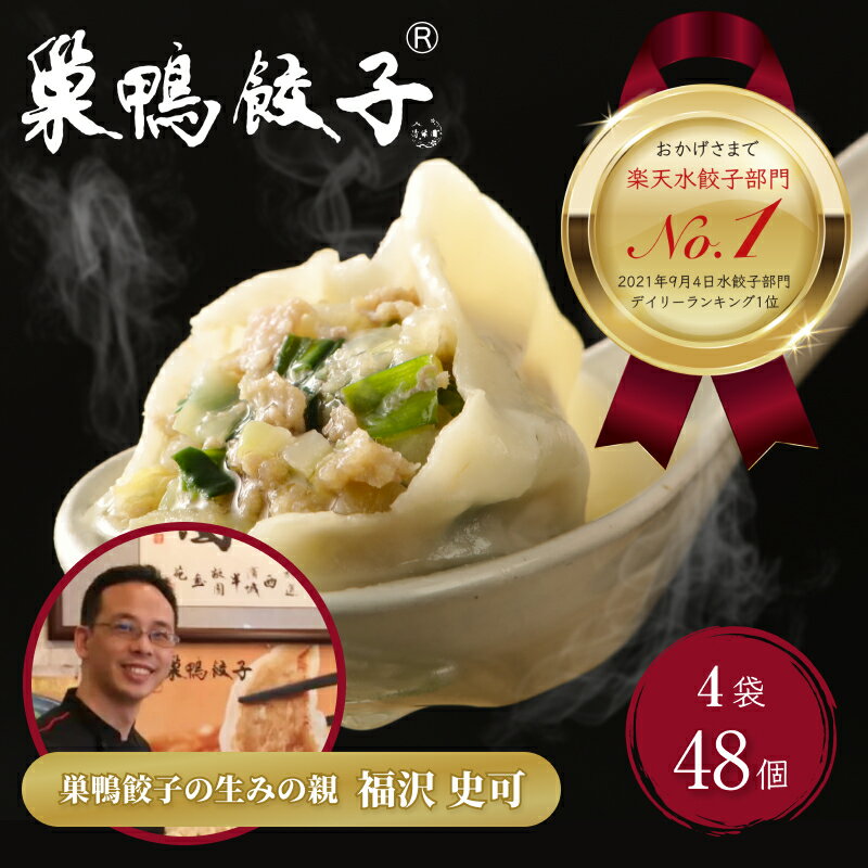【ふるさと納税】餃子 水餃子 巣鴨餃子 手作りもちもち水餃子 4袋 48個 清緑園 ぎょうざ ギョウザ もちもち 冷凍餃子 国産素材 お取り寄せ ギフト 冷凍 中華料理 おつまみ おかず 総菜　豊島区