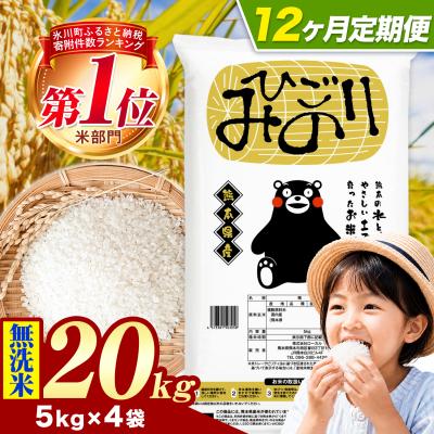 ふるさと納税 氷川町 【12ヶ月定期便】ひごみのり 無洗米 熊本県産 ブレンド米 20kg《お申込み翌月から出荷》