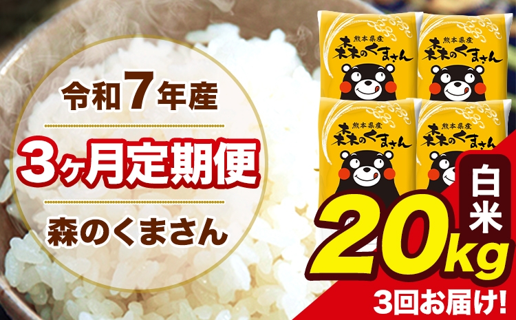 
                   令和7年産 森のくまさん 白米 20kg 5kg×4袋 計3回お届け 《お申込み翌月から出荷》 お米 こめ 熊本県産 ご飯 備蓄
                