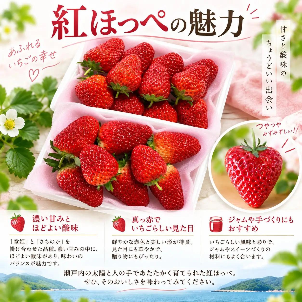 【令和8年度先行予約】【年明け発送】“苺づくりはじめました”紅ほっぺ 約480g【約240g×2パック】