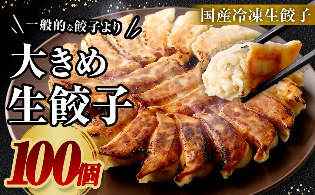 
【国産冷凍生餃子】大きめ 餃子 100個 計2kg ラー麦 ぎょうざ 冷凍
