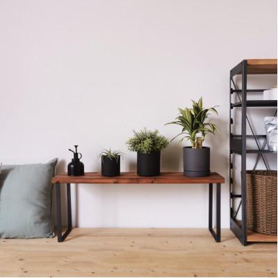 ふるさと納税 守口市 無垢材とアイアンのシェルフ H30cm W80cm / BR / 植物由来の天然オイル / 完成品