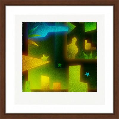 ふるさと納税 綾部市 緑と瓶 [しかくいえ]19【絵画】 額装サイズ266mmx266mm