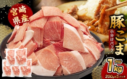 ＜宮崎県産豚こま 200g×5P＞合計1kg 豚肉 肉 お肉 豚小間 小間切れ 豚こま 小分け パック 冷凍 九州産 国産 宮崎県 高鍋町