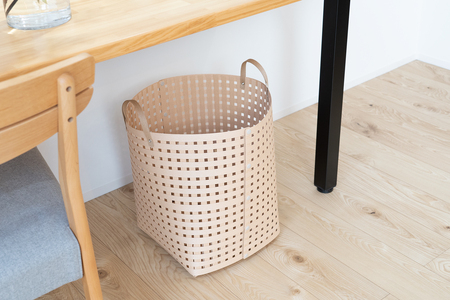 暮らしを豊かにするシンプルで美しいかご ハンドル付き L ベージュ 岩手県奥州市産 バンドシー Bandc [AR014]