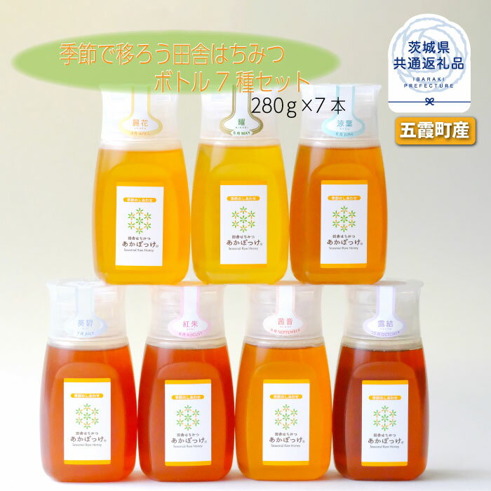 【ふるさと納税】季節で移ろう田舎はちみつボトル7種セット ピタッとボトルB7 茨城県共通返礼品 五霞町生ハチミツ 非加熱 茨城県産 送料無料