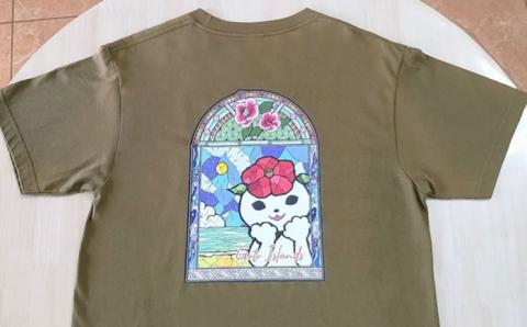 【こだわりのデザイン！】つばきねこステンドグラスTシャツ【stationery 光洋社】[PDF001]