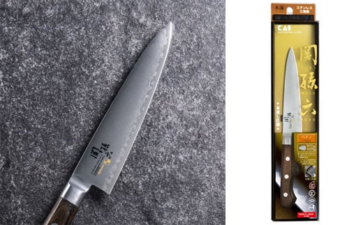 ＜湿式砥石を使用した本格刃付＞ ◇貝印 関孫六 木蓮 ぺティ 120mm （本通し・一体口金・ステンレス三層鋼） ～果物ナイフ 小さい 包丁 ステンレス 天然木 調理器具 キッチンツール ギフト 贈り物にも～H23-03