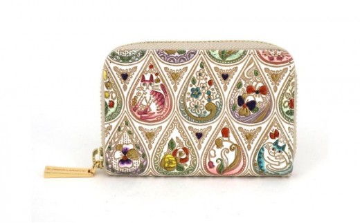 
            【文庫屋大関】ファスナー 小銭入れ 花と猫＜ミックス＞【皮革工芸品】財布 牛革 コンパクト 東京 [№5619-1854]
          