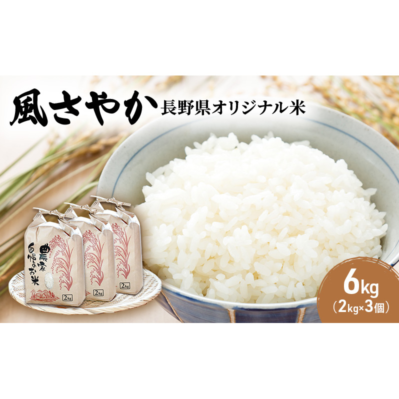 米 令和7年産 長野 風さやか 6kg （2kg×3個） 小分け お米 こめ コメ 新米 白米 精米 オリジナル米 ブランド米 かぜさやか 信州 上田市