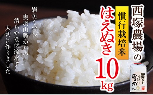 
                  【令和8年産】慣行栽培米 はえぬき 白米 10kg×1袋
                