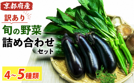 【訳あり】旬の野菜詰め合わせセット 4～5種類 訳あり 訳アリ 減農薬 野菜 旬 美味しい セット品 詰め合わせ 冷蔵 京田辺市 京都