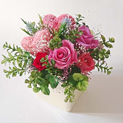 ふるさと納税 みやき町 ダブルハート 【ピンク】 小ぶりでかわいいプリザーブドフラワーアレンジ_SS252